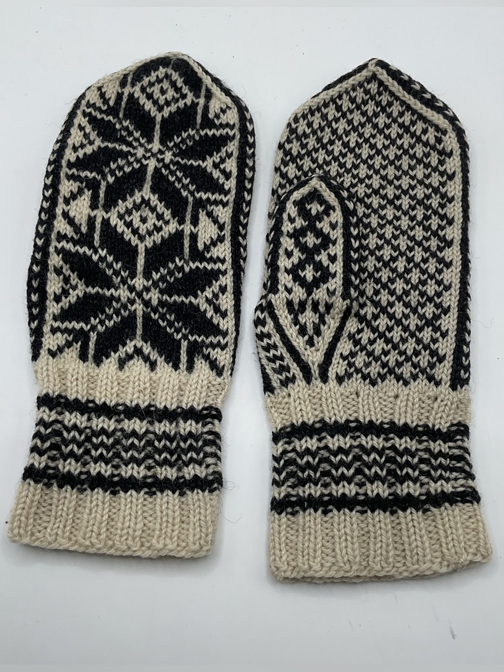 Nordic Fair Isle Knit Mittens Women's Winter
